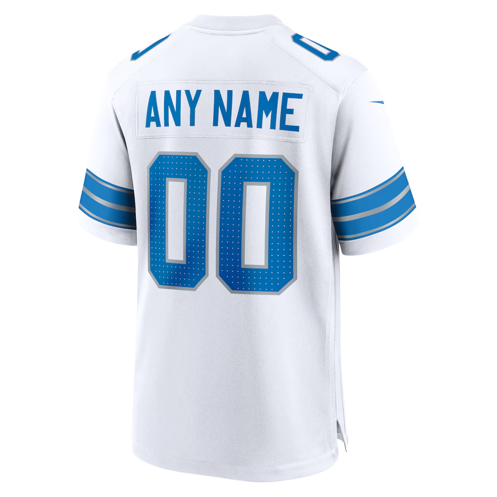 Custom Detroit Lions White Game Jersey