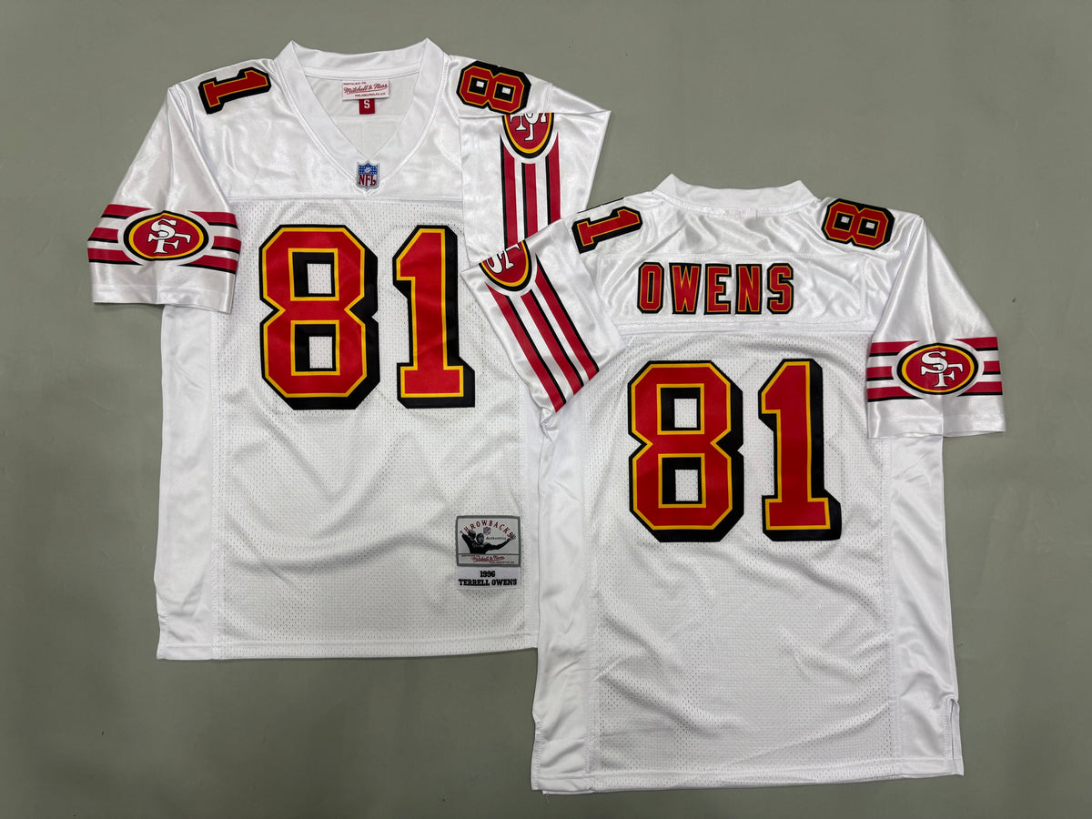 Mens Terrell Owens#81 White San Francisco 49ers Vintage Throwback Jersey