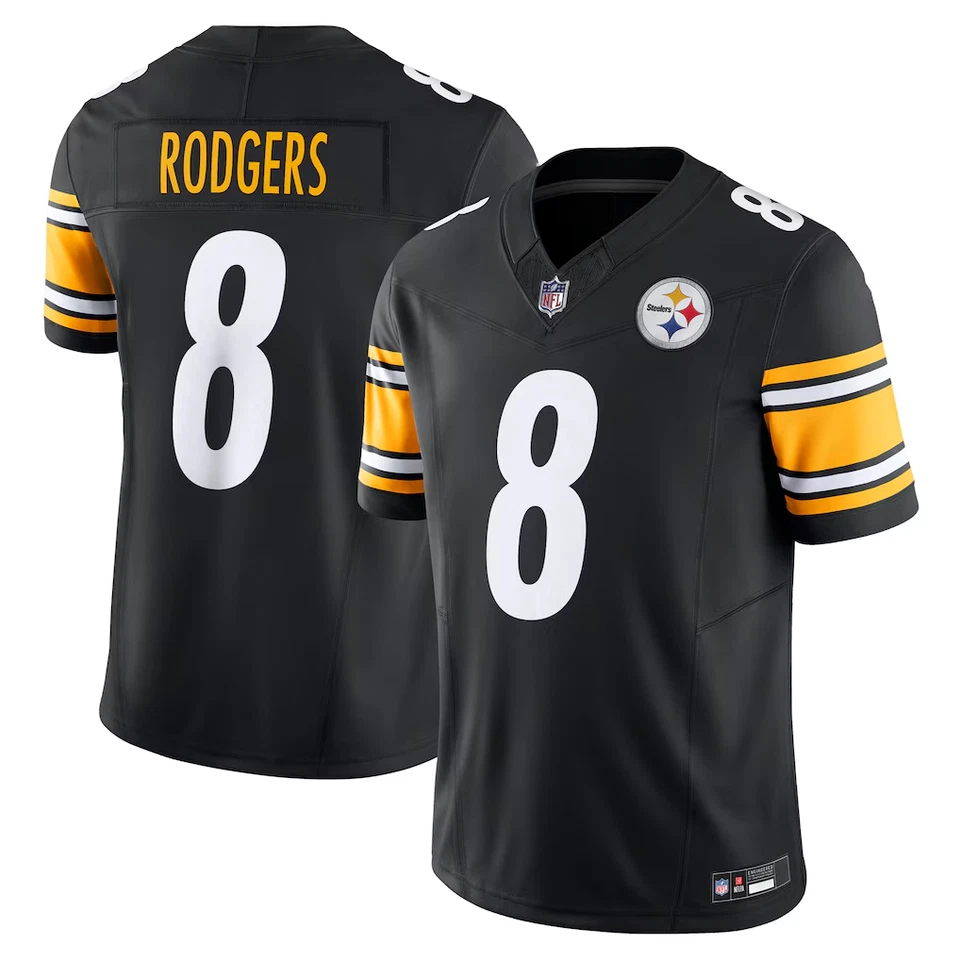 Aaron Rodgers #8 Pittsburgh Steelers Black Game Jersey