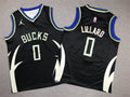 Youth Damian Lillard Milwaukee Bucks #0  Embroidered Jersey
