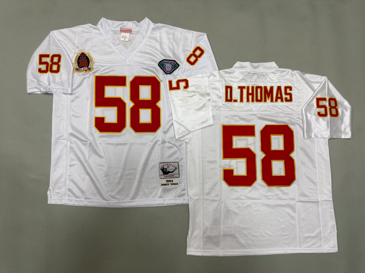 Mens Derrick Thomas#58 white Kansas City Chiefs Vintage Throwback Jersey