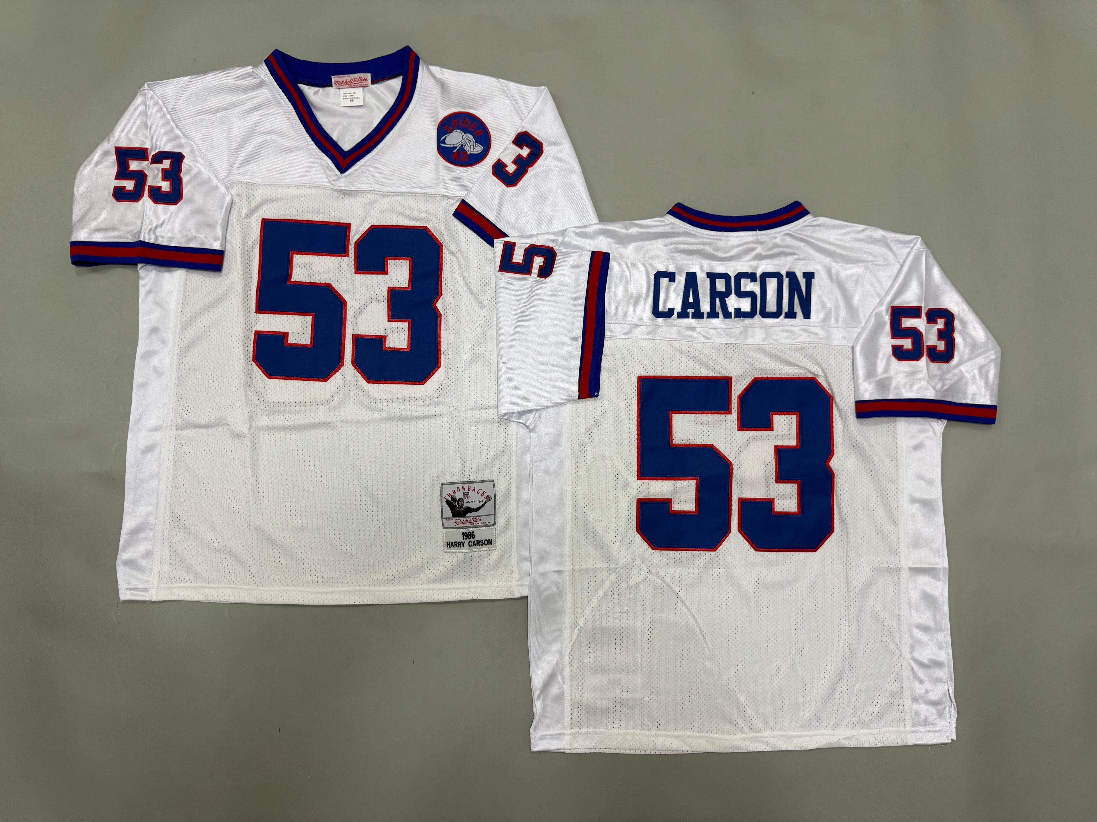Mens Harry Carson#53 white New York Giants Vintage Throwback Jersey