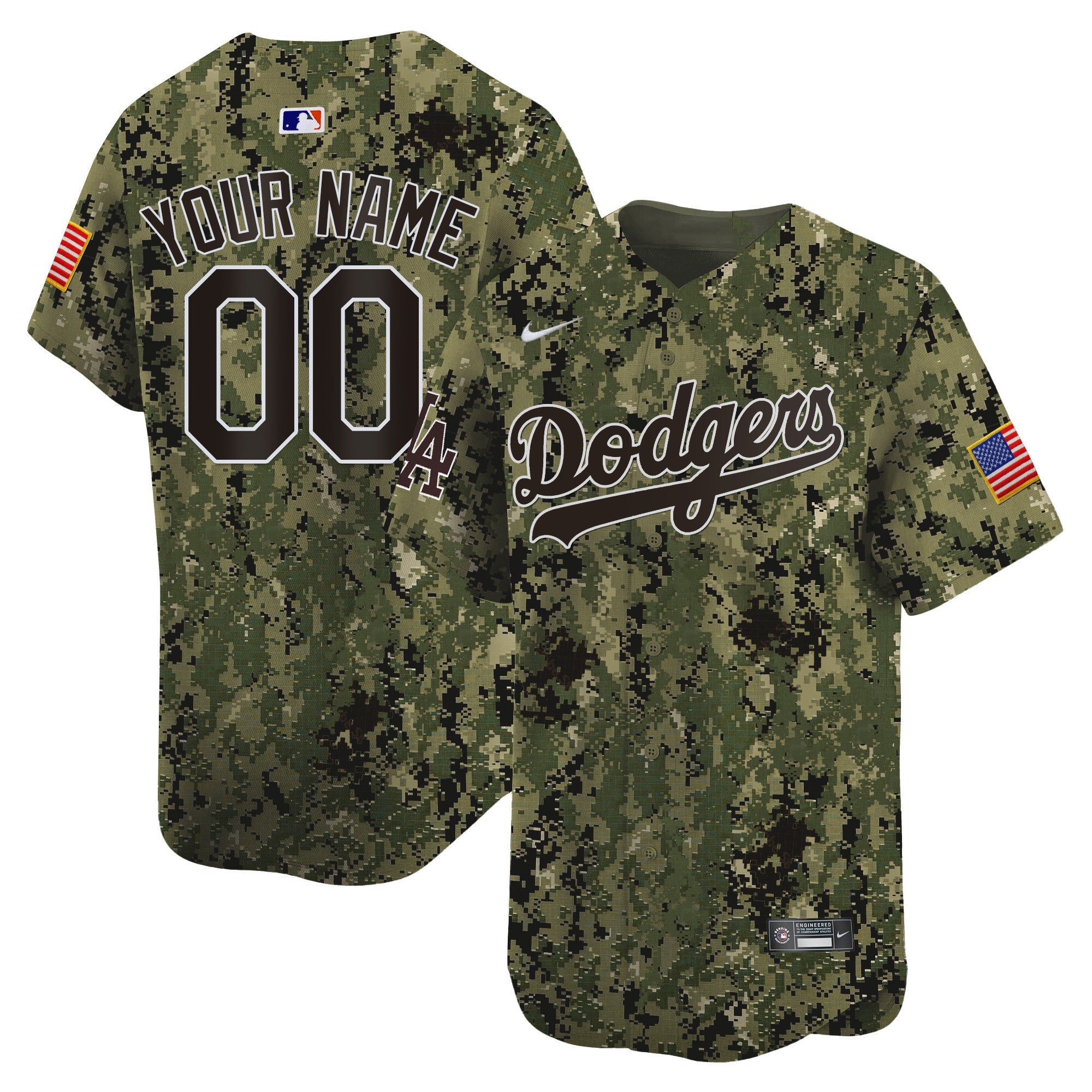 Custom Los Angeles Dodgers USMC Jersey - Woodland Camo