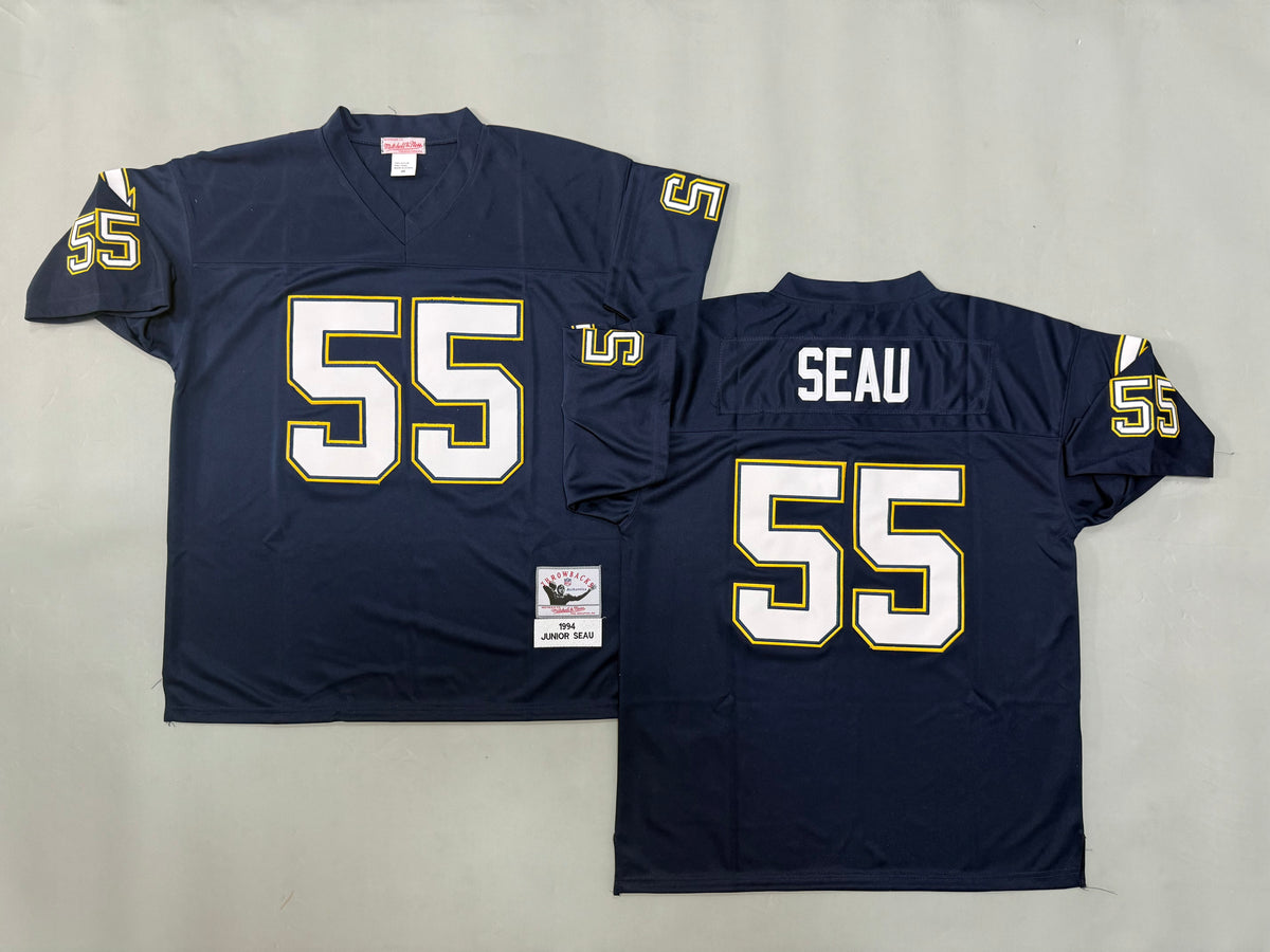Mens Junior Seau#55 black San Diego Chargers Vintage Throwback Jersey