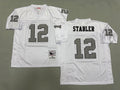 Mens Ken Stabler#12 white Los Angeles Raiders Vintage Throwback Jersey