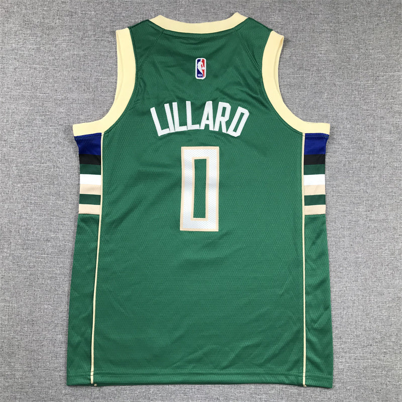 Youth Damian Lillard Milwaukee Bucks #0 City Edition Embroidered Jersey