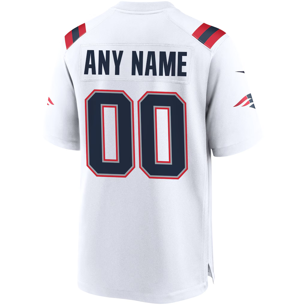 Custom New England Patriots White Game Jersey