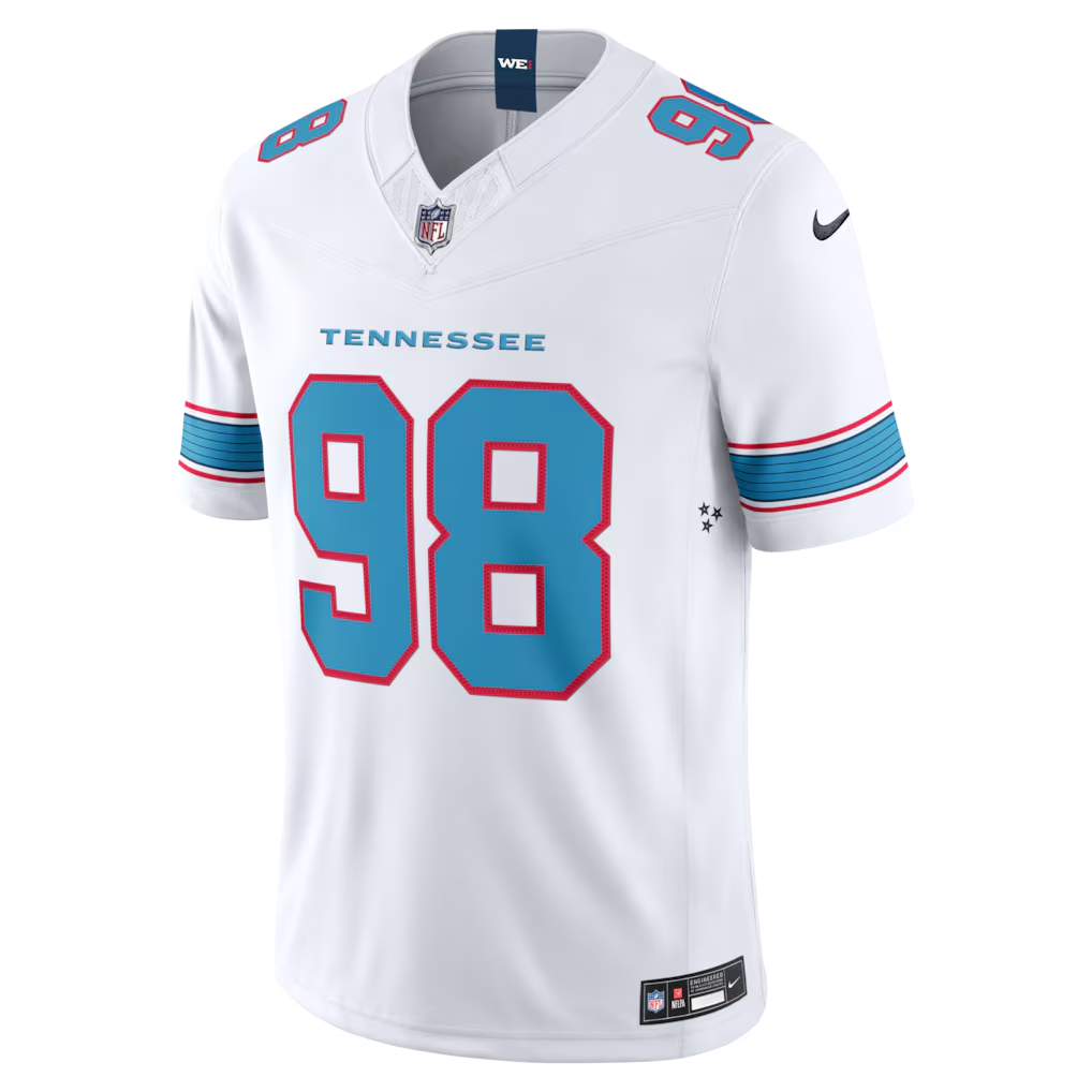 Jeffery Simmons #98 Tennessee Titans White Vapor F.U.S.E. Sewn Down Limited