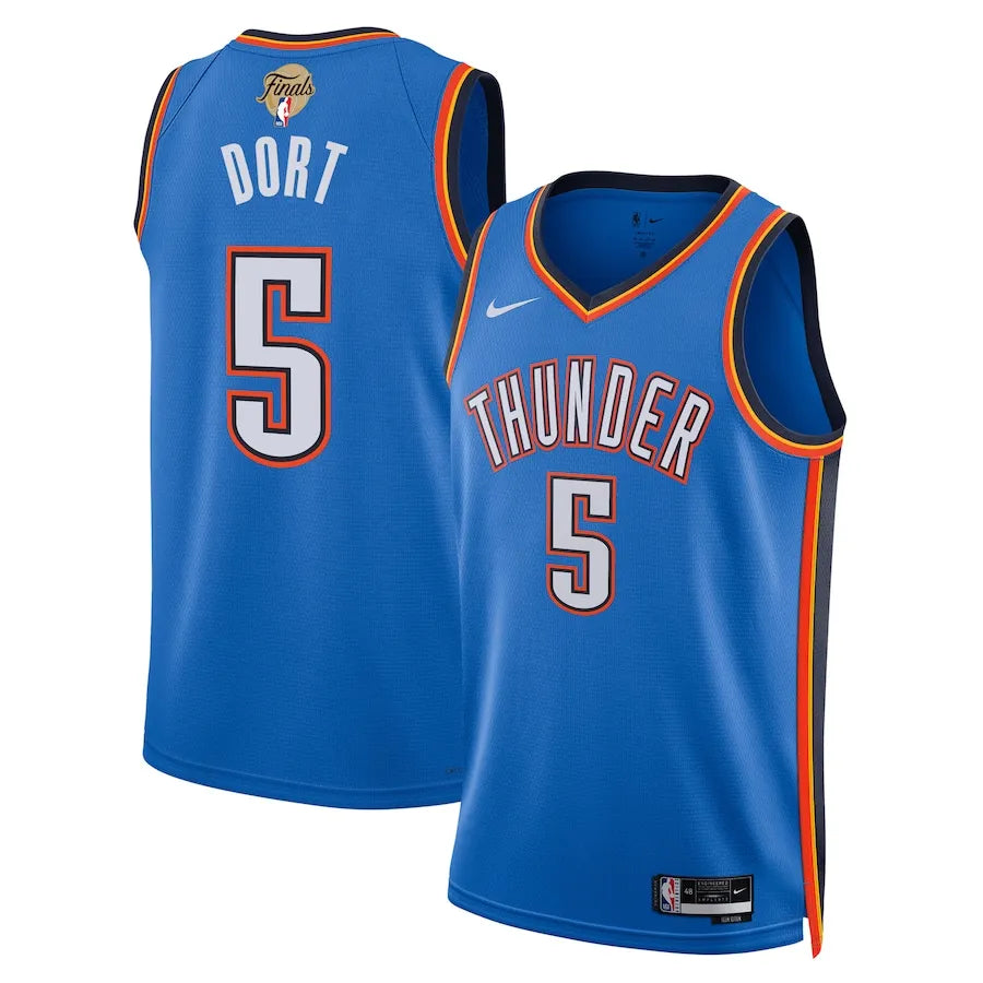 Unisex Oklahoma City Thunder Luguentz Dort Nike Blue 2025 NBA Finals Swingman Jersey - Icon Edition