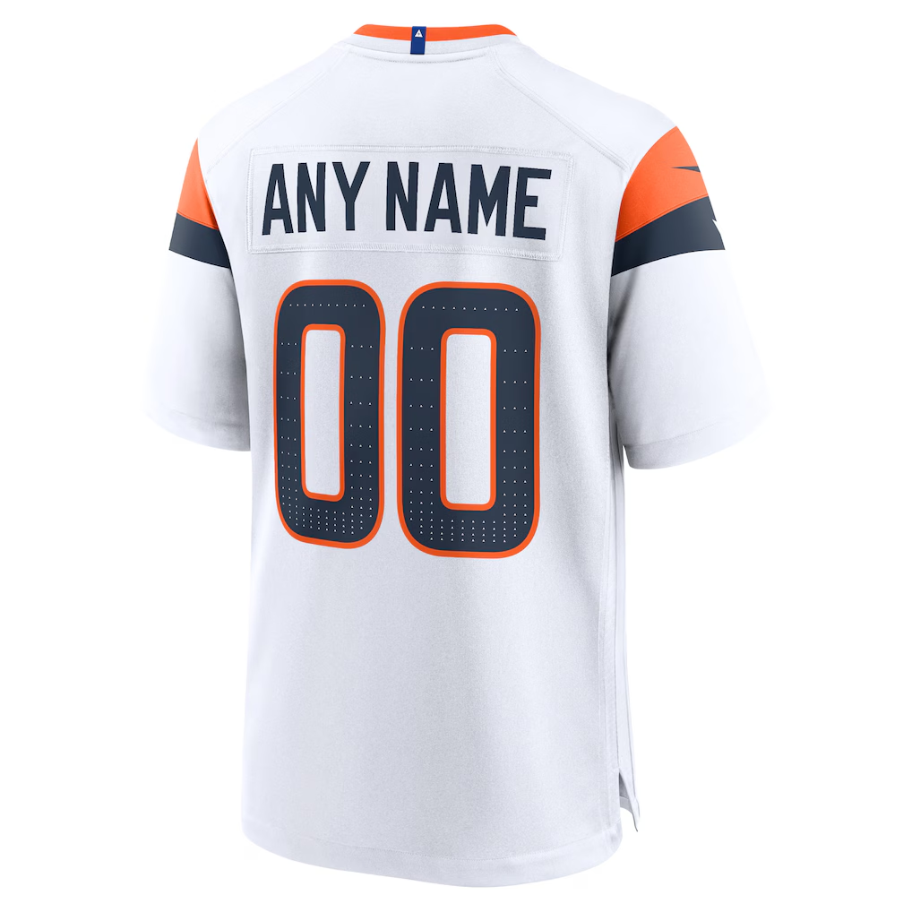 Custom Denver Broncos White Game Jersey