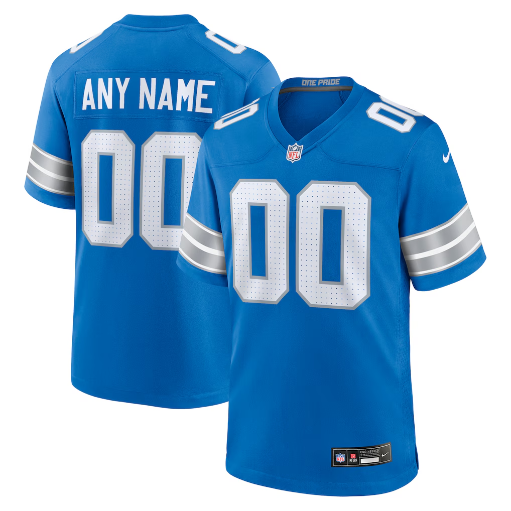 Custom Detroit Lions Blue Game Jersey