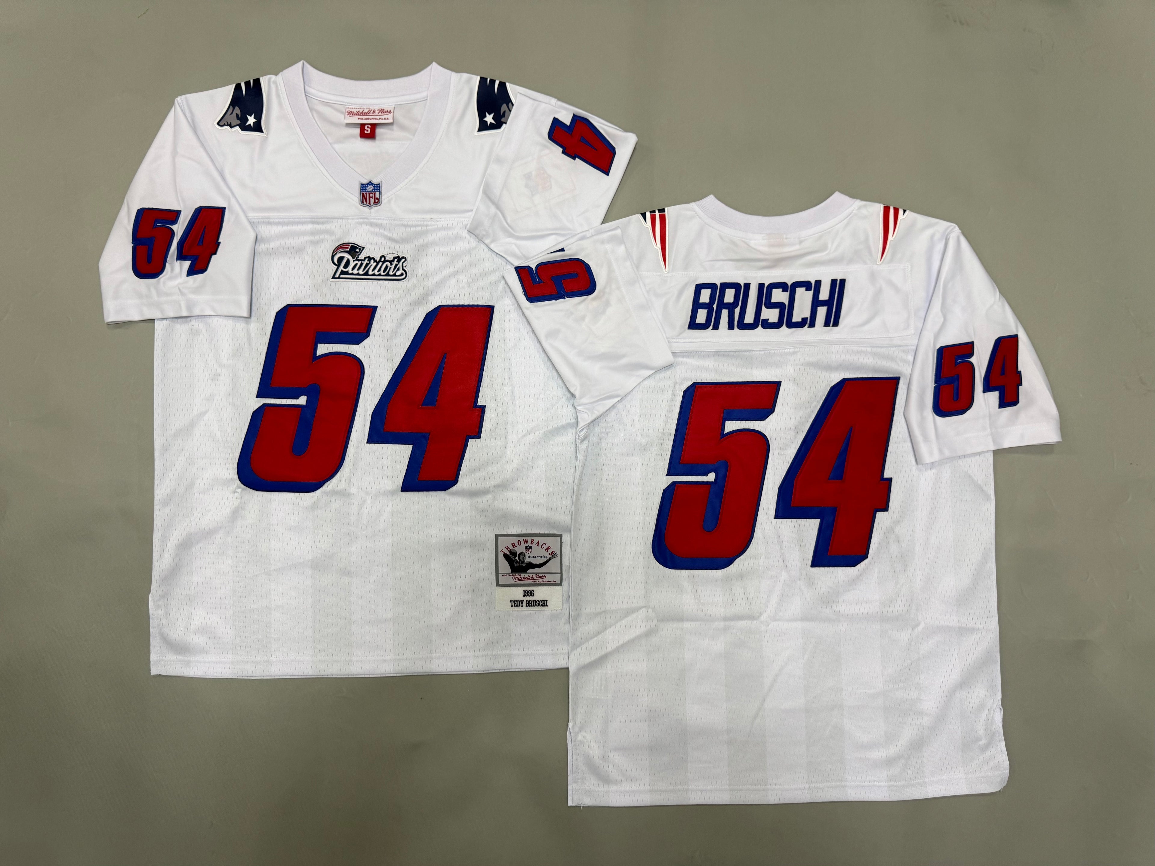 Mens Tedy Bruschi#54 white New England Patriots Vintage Throwback Jersey