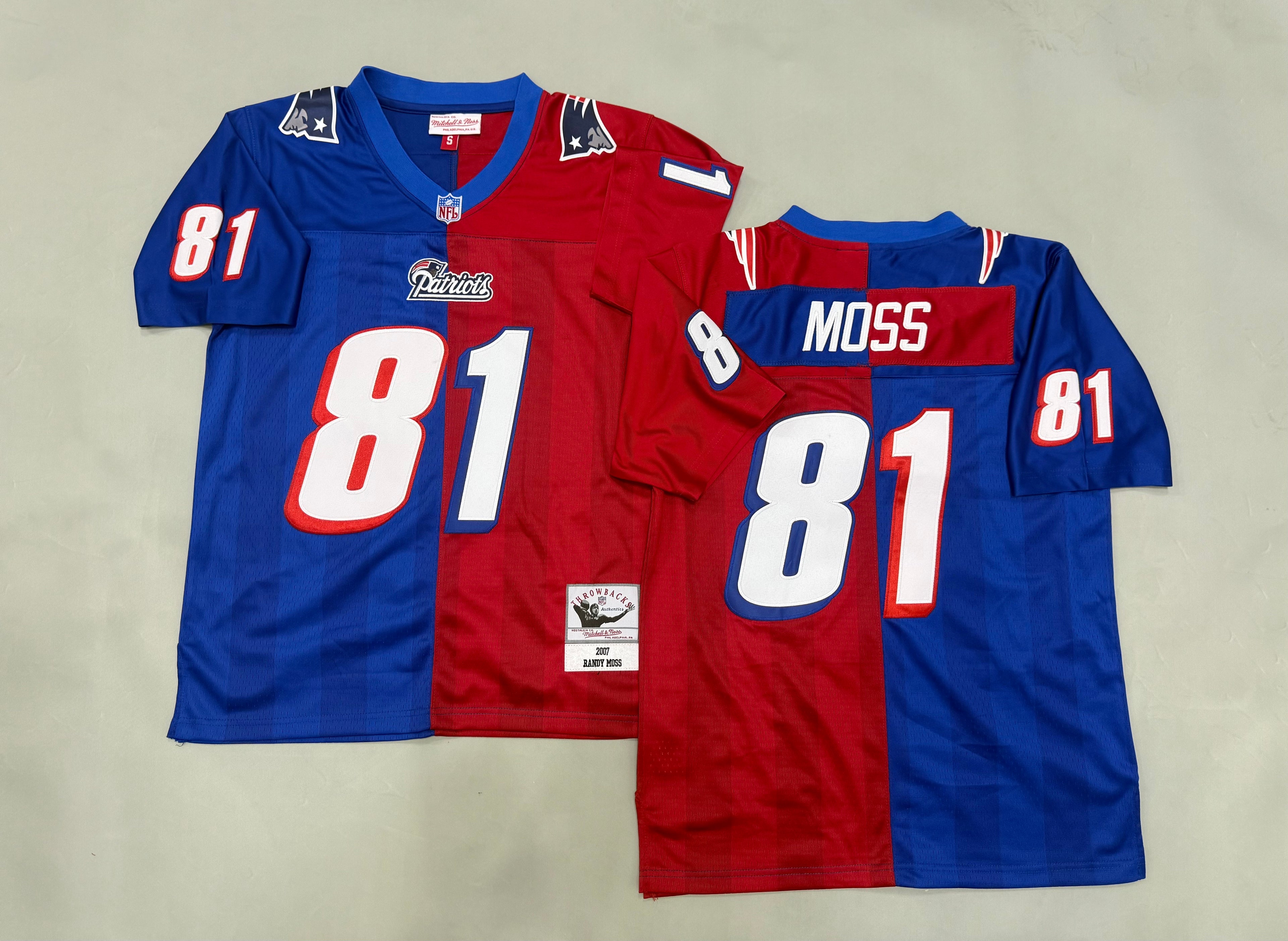 Mens Randy Moss#81 New England Patriots Vintage Throwback Jersey