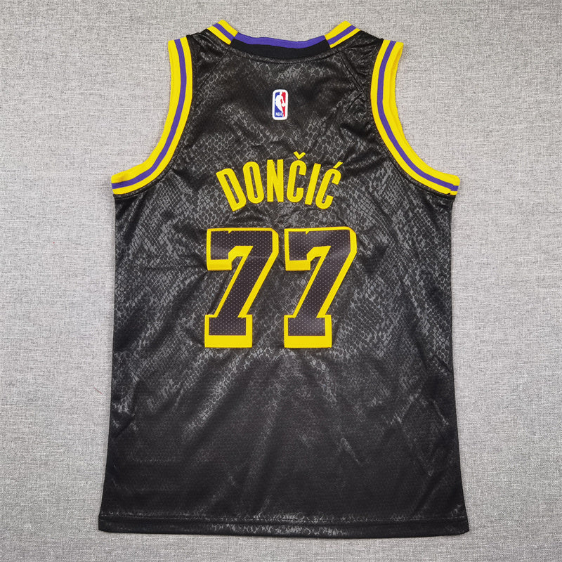 Youth Luka Dončić Los Angeles Lakers #77 City Edition Black Mamba Embroidered  Jersey