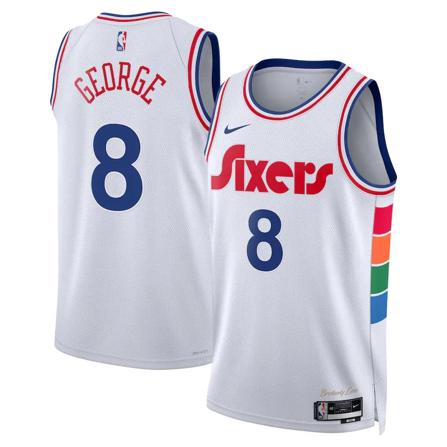 Philadelphia 76ers Nike City Edition Swingman Trikot 2024 - Weiß - Paul George - Unisex