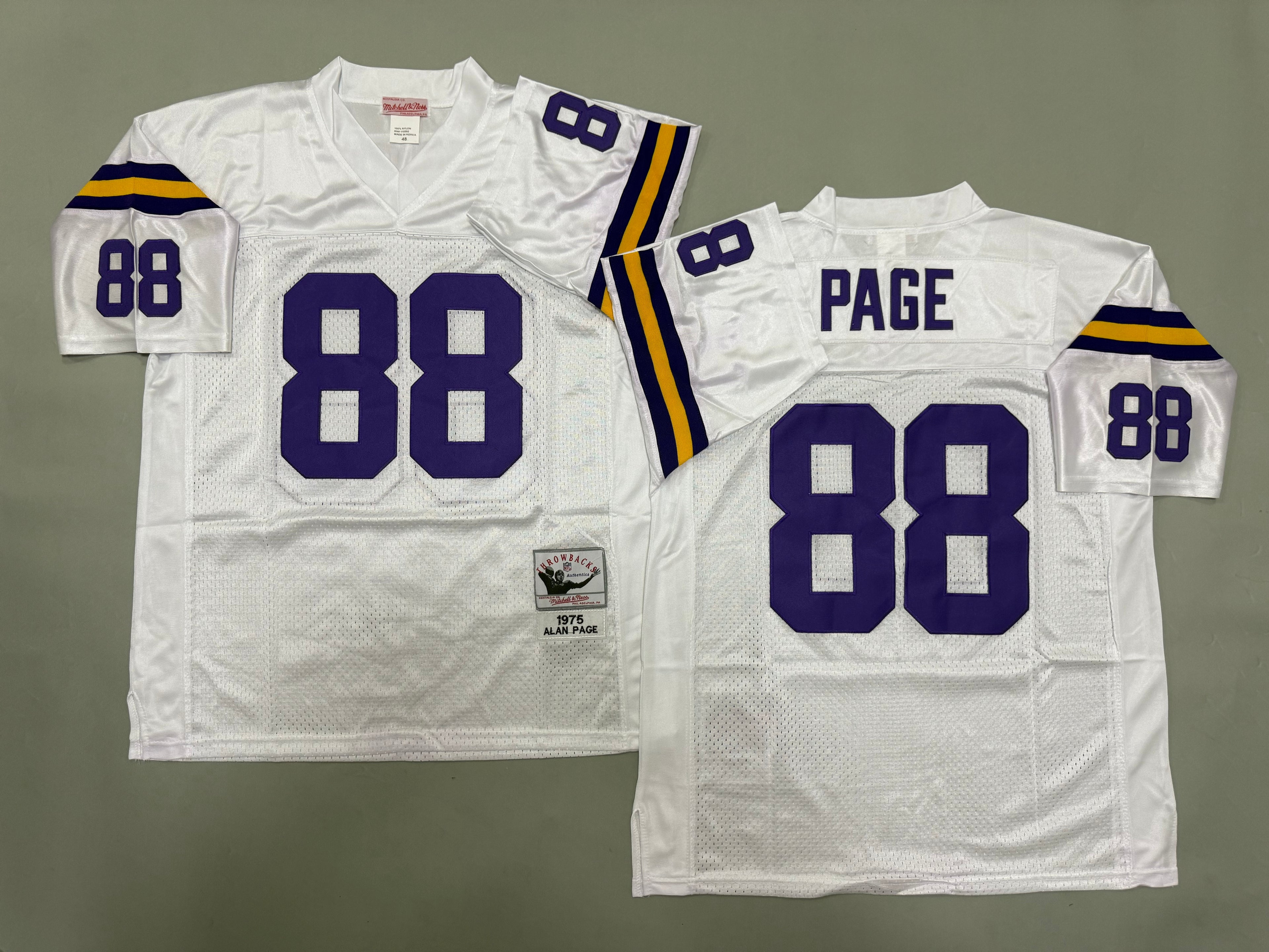 Mens Alan Page#88 white Minnesota Vikings Vintage Throwback Jersey