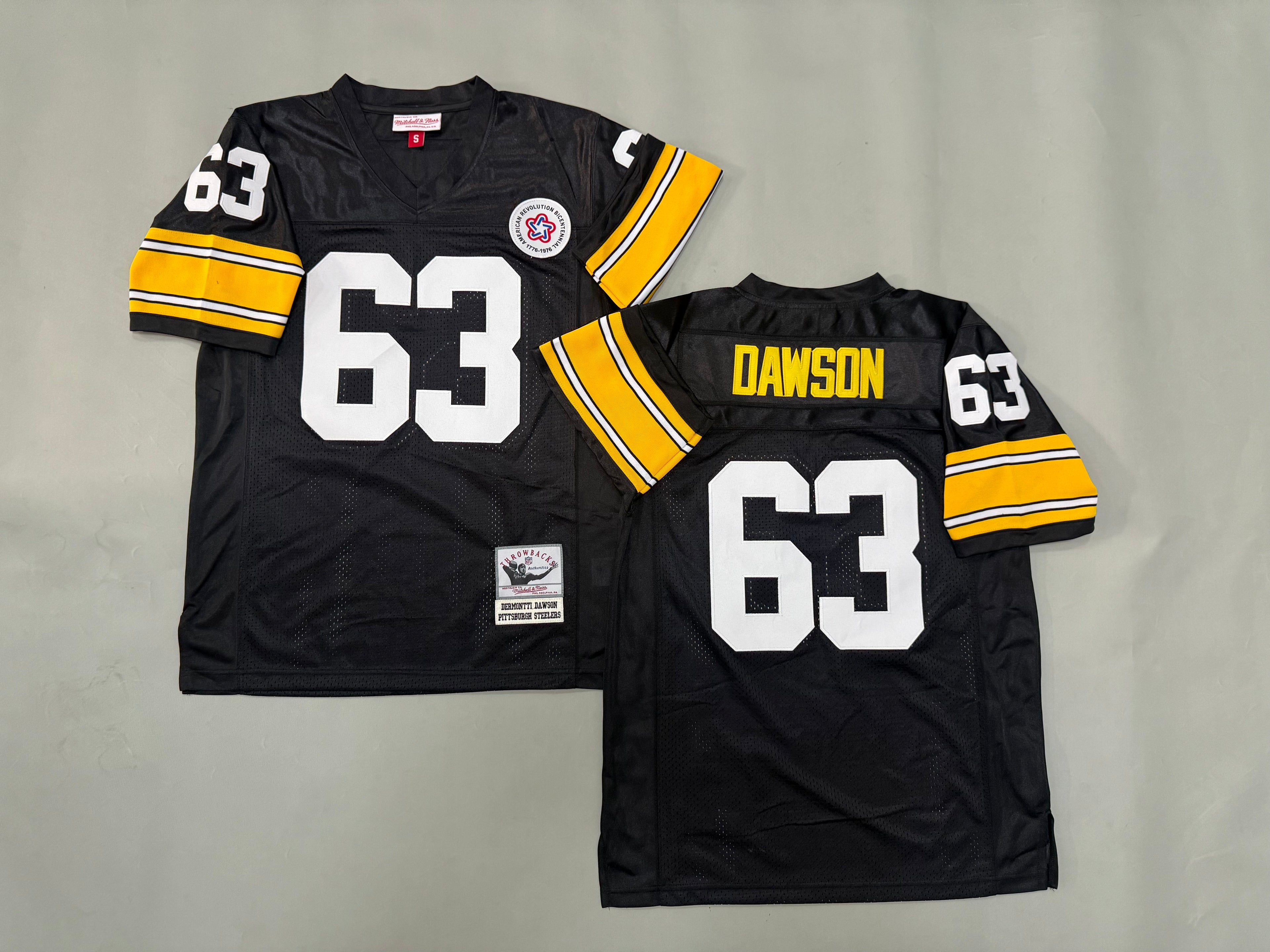 Mens Dermontti Dawson#63 black Pittsburgh Steelers Vintage Throwback Jersey