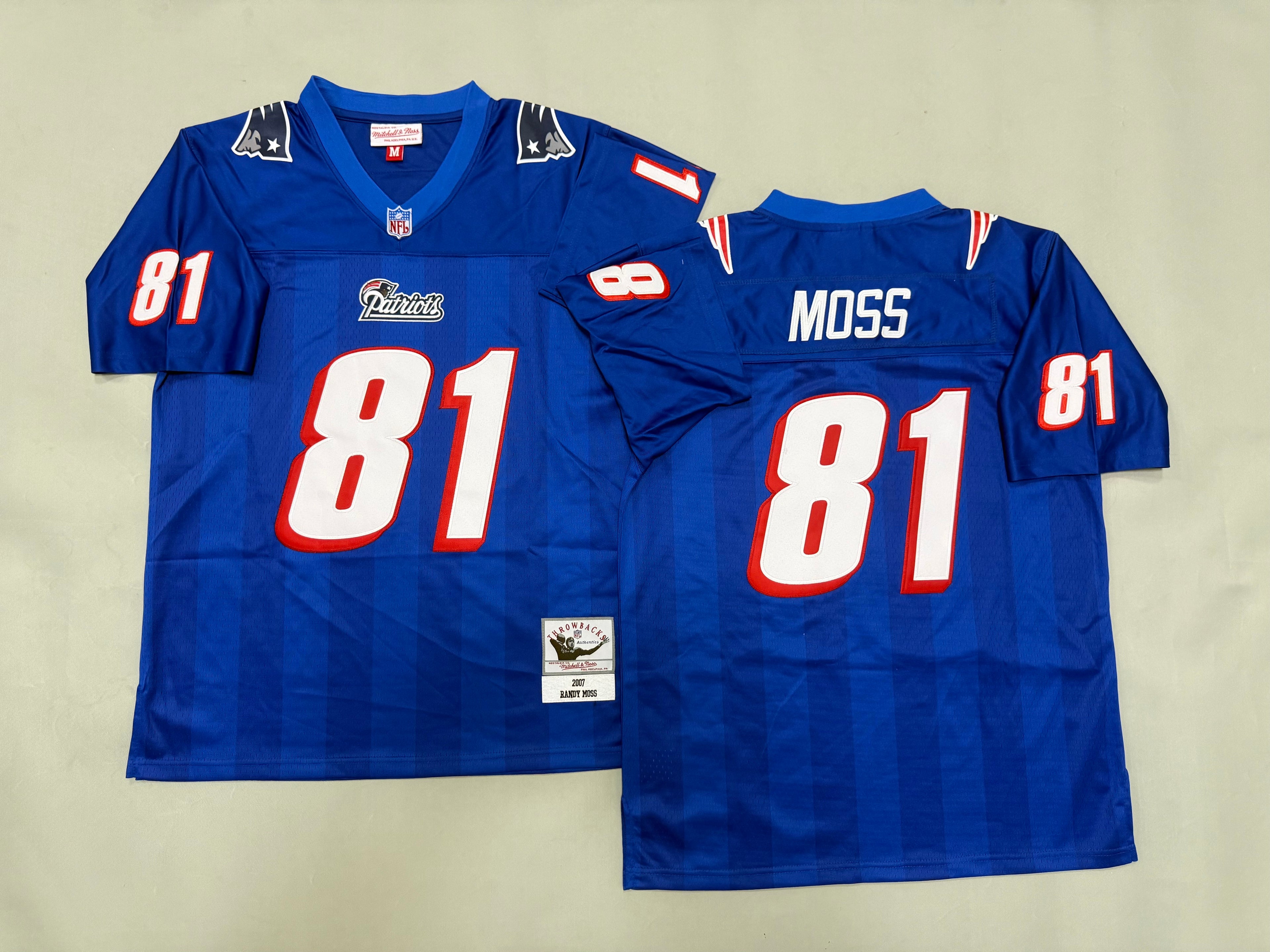 Mens Randy Moss#81 New England Patriots Vintage Throwback Jersey