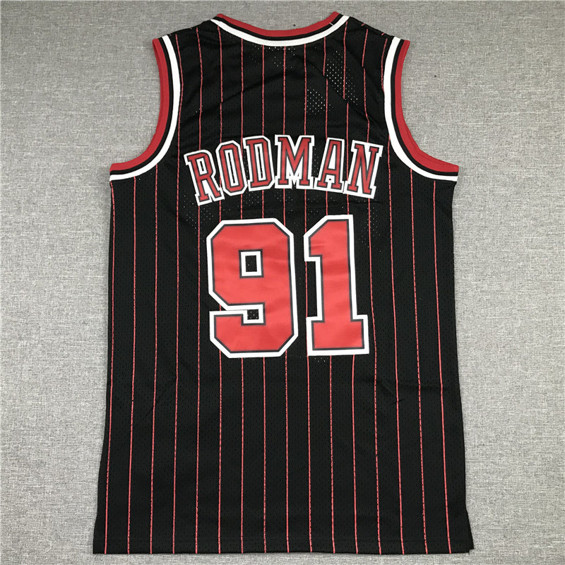 Chicago Bulls Dennis Rodman #91 1995-96 Throwback — Embroidered
