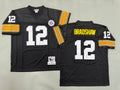 Mens Terry Bradshaw#12 black Pittsburgh Steelers Vintage Throwback Jersey