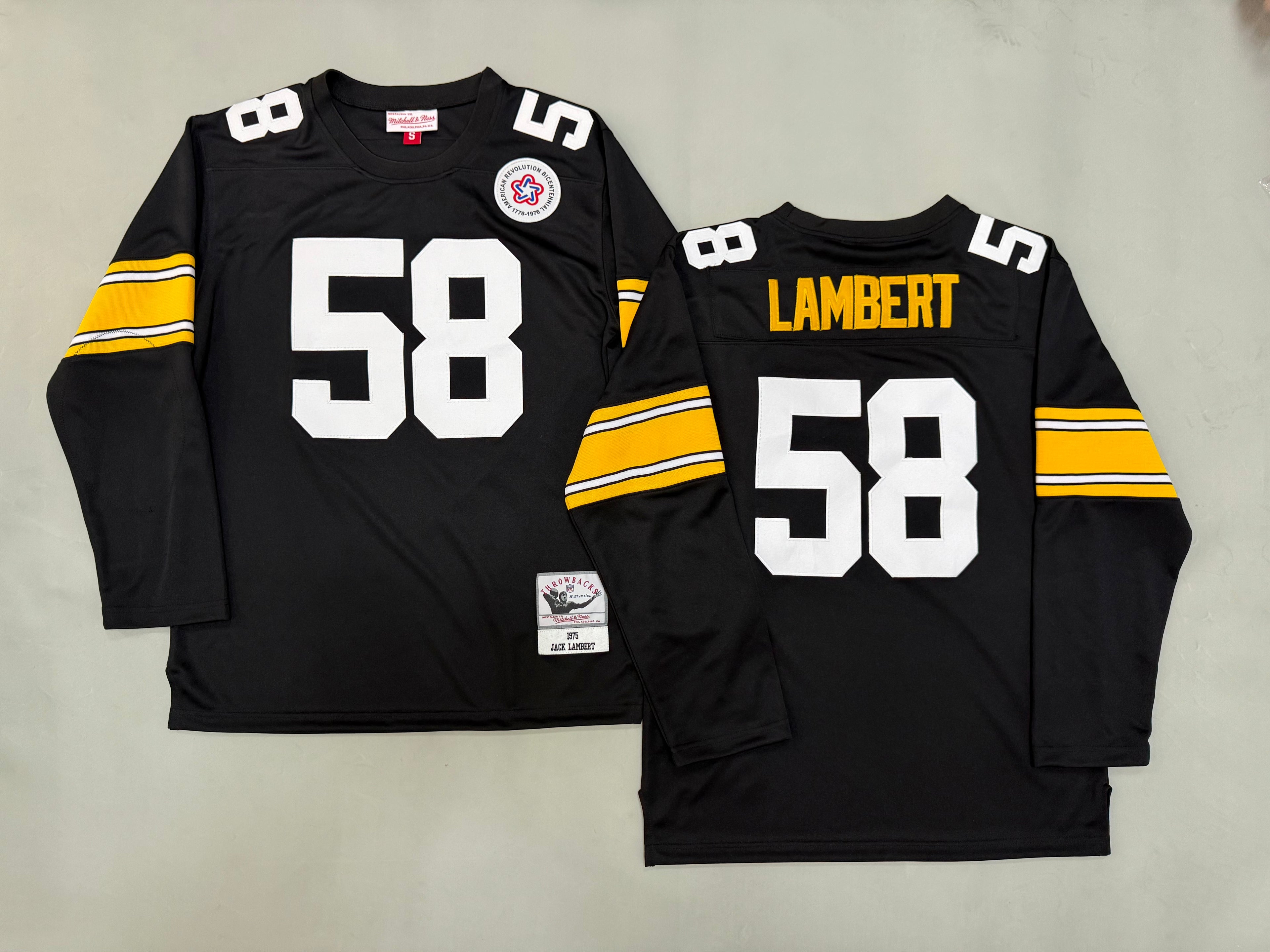 Mens Jack Lambert#58 black Pittsburgh Steelers Vintage Throwback Jersey