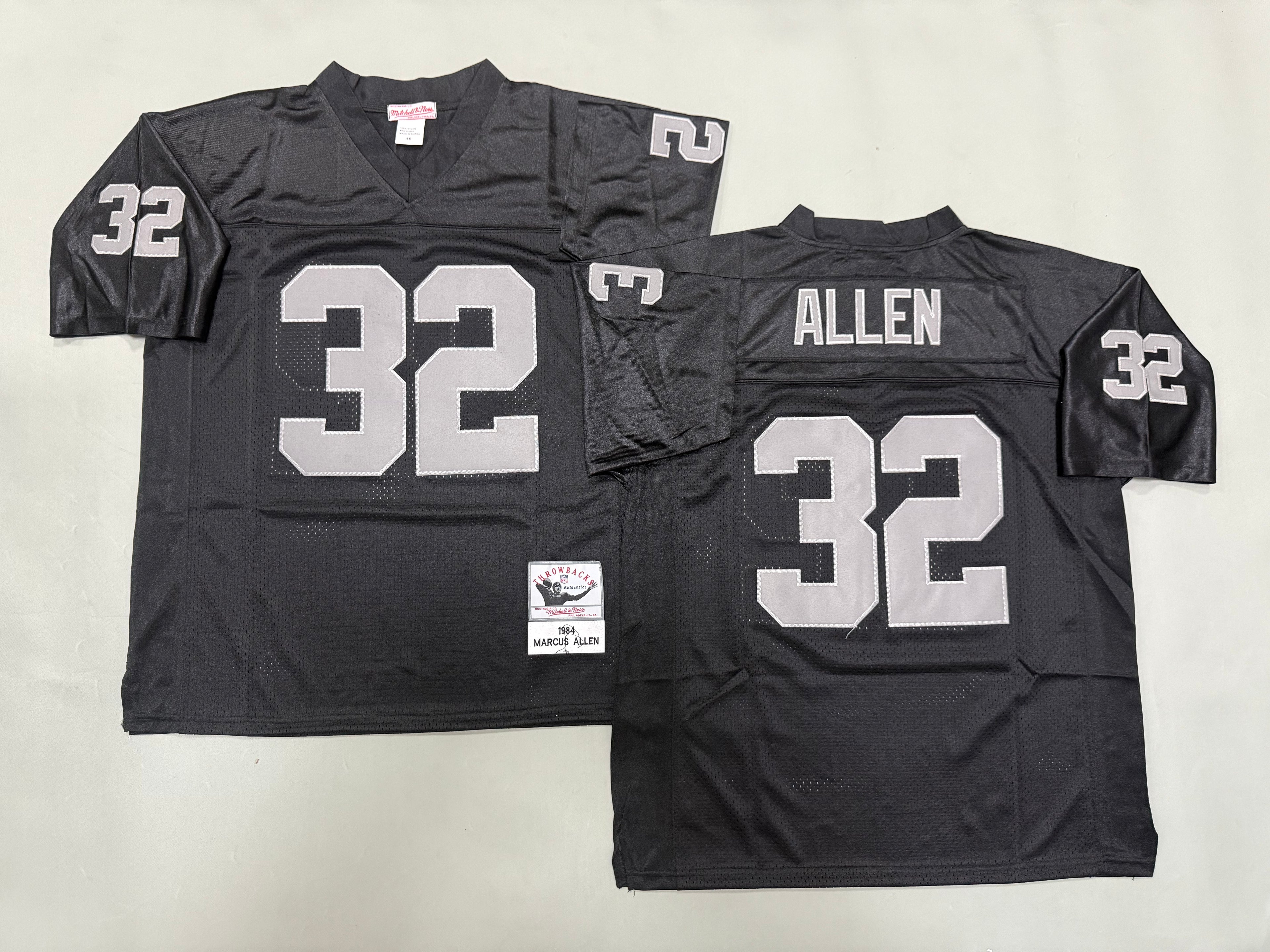 Mens Marcus Allen#32 black Los Angeles Raiders Vintage Throwback Jersey