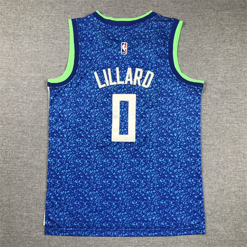 Youth Damian Lillard Milwaukee Bucks #0 City Edition Embroidered Jersey