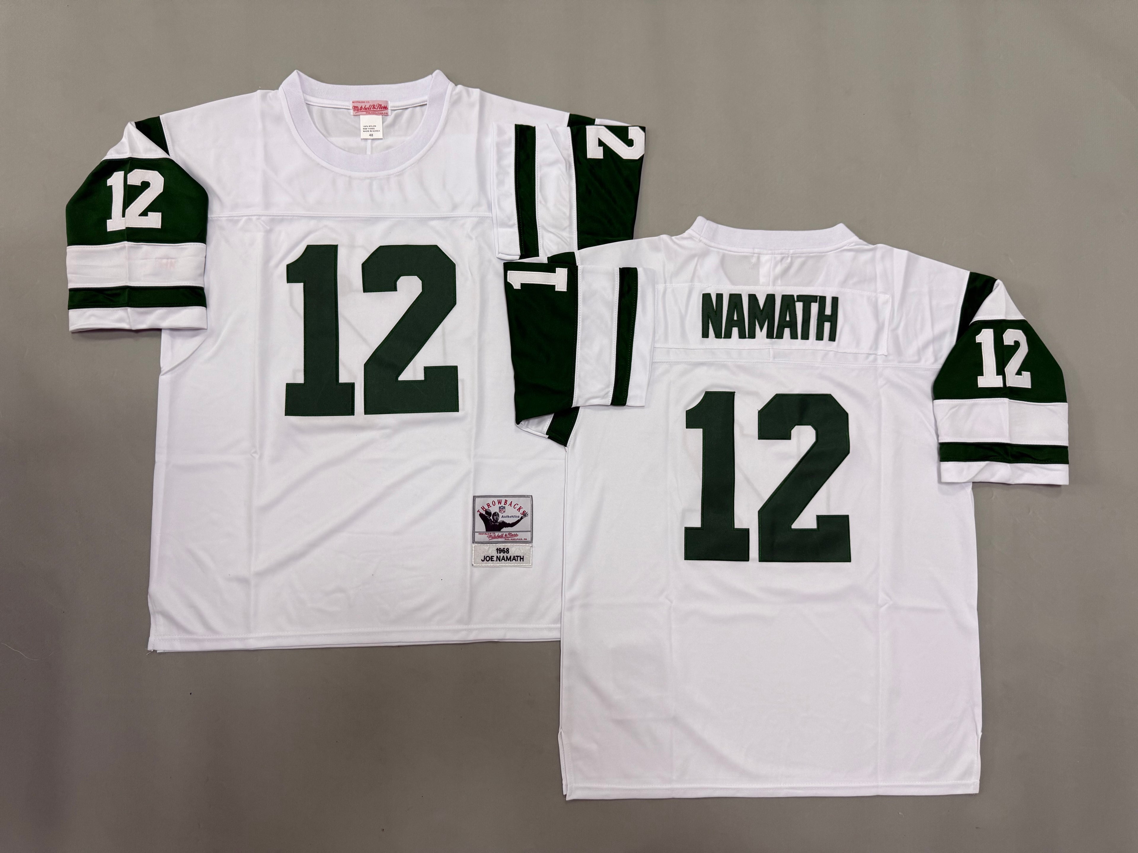 Mens Joe Namath#12 white New York Jets Vintage Throwback Jersey