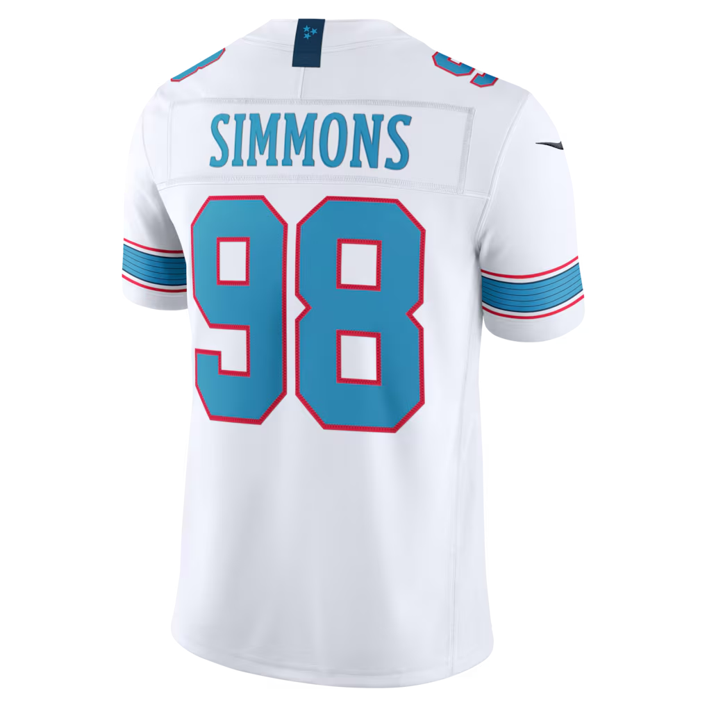 Jeffery Simmons #98 Tennessee Titans White Vapor F.U.S.E. Sewn Down Limited
