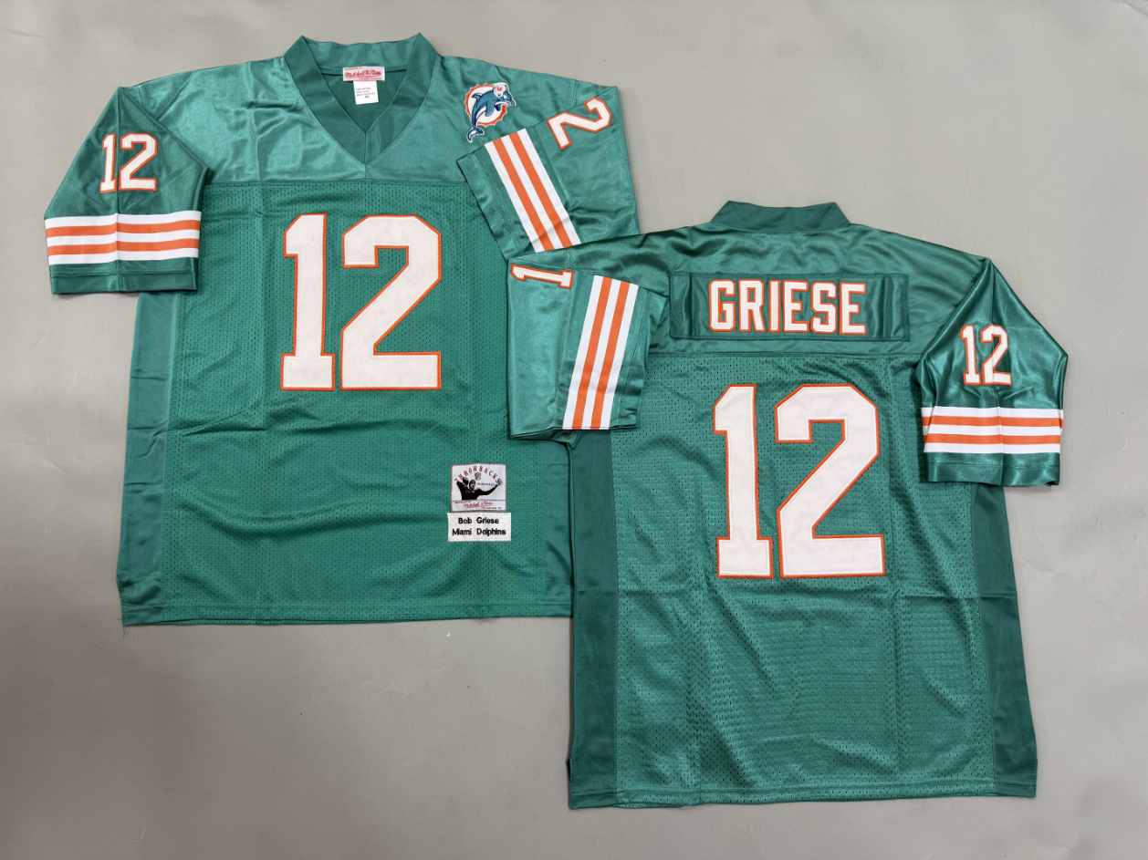Men's Bob Griese Aqua Miami Dolphins White Vintage Throwback Jersey