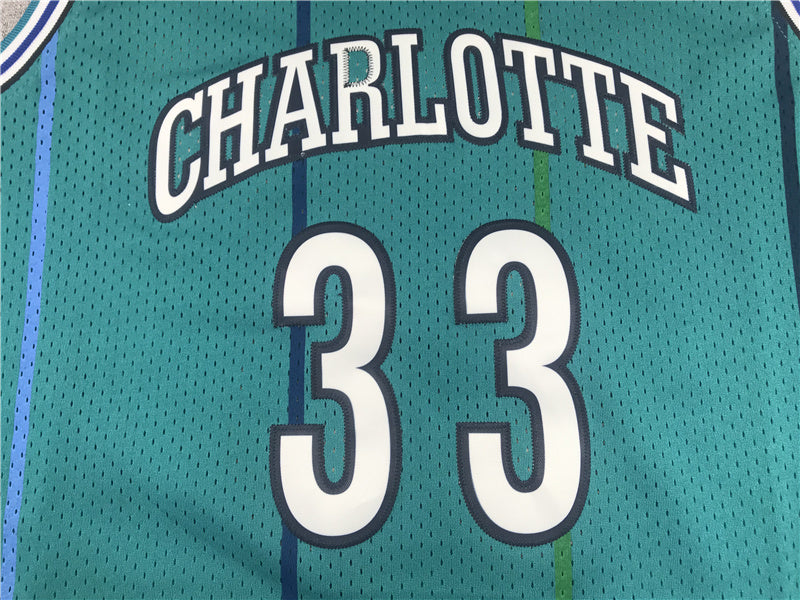 Charlotte Hornets Alonzo Mourning #33 1992-93 Throwback — Embroidered Jersey