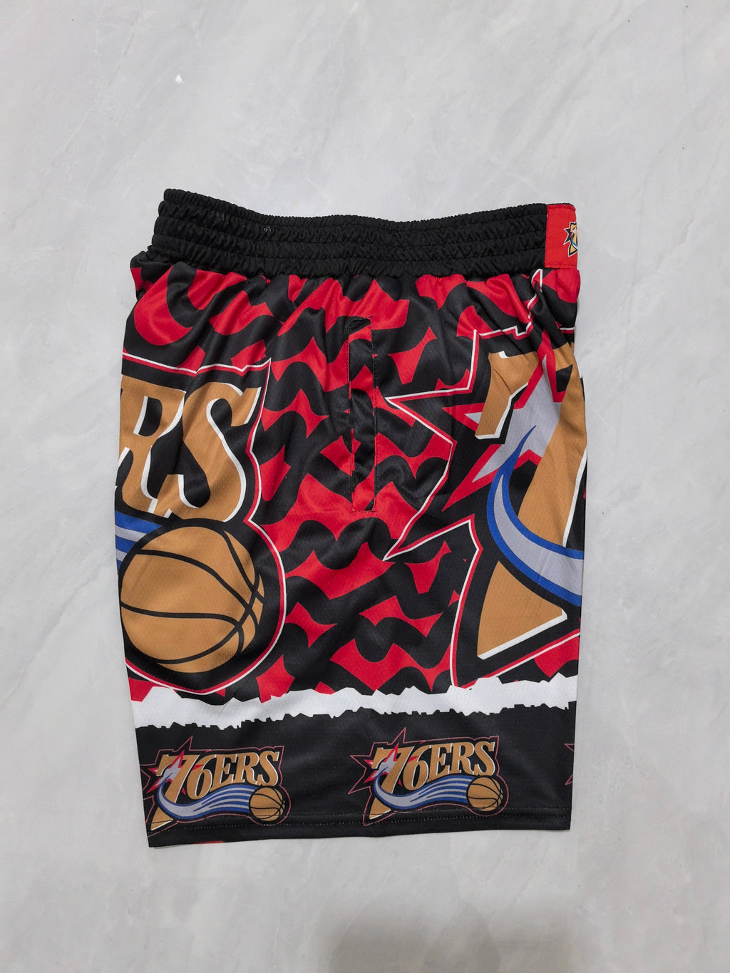 Philadelphia 76ers Black & Red heat transfer pocket shorts