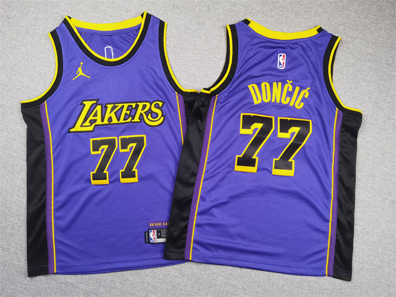 Youth Luka Dončić Los Angeles Lakers #77 City Edition Embroidered  Jersey