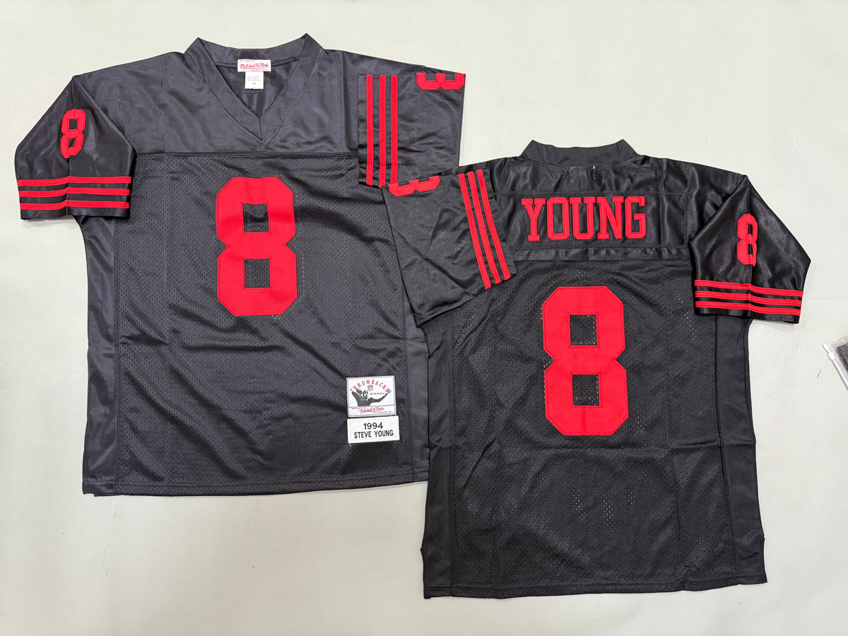 Mens Steve Young#8 black San Francisco 49ers Vintage Throwback Jersey