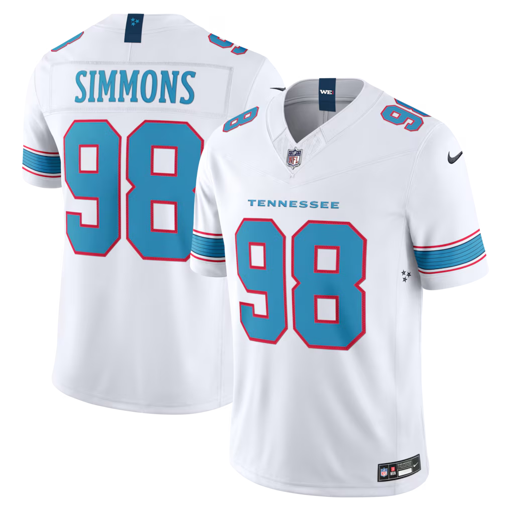 Jeffery Simmons #98 Tennessee Titans White Vapor F.U.S.E. Sewn Down Limited