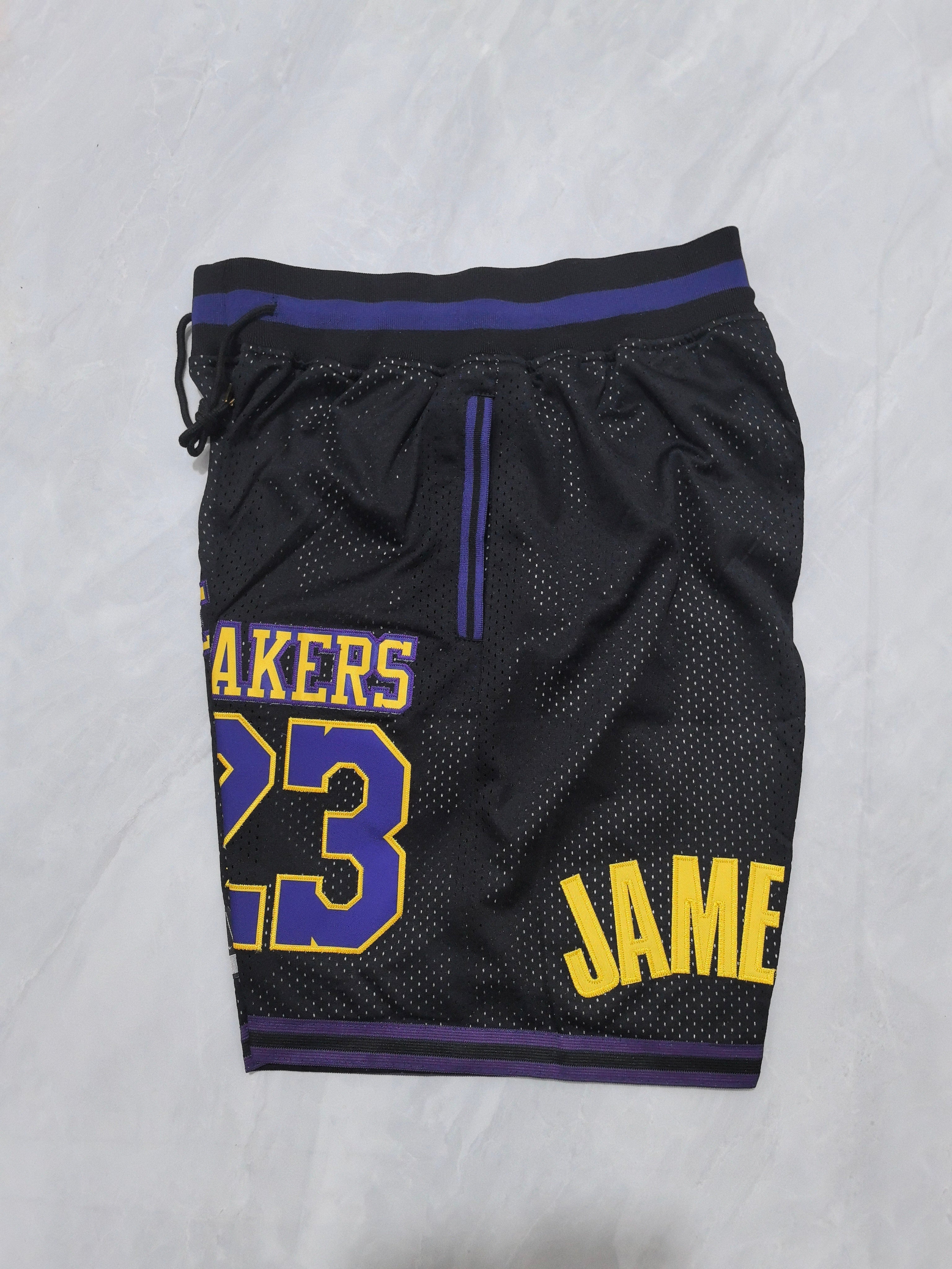 Los Angeles Lakers Black Retro Pocket Shorts