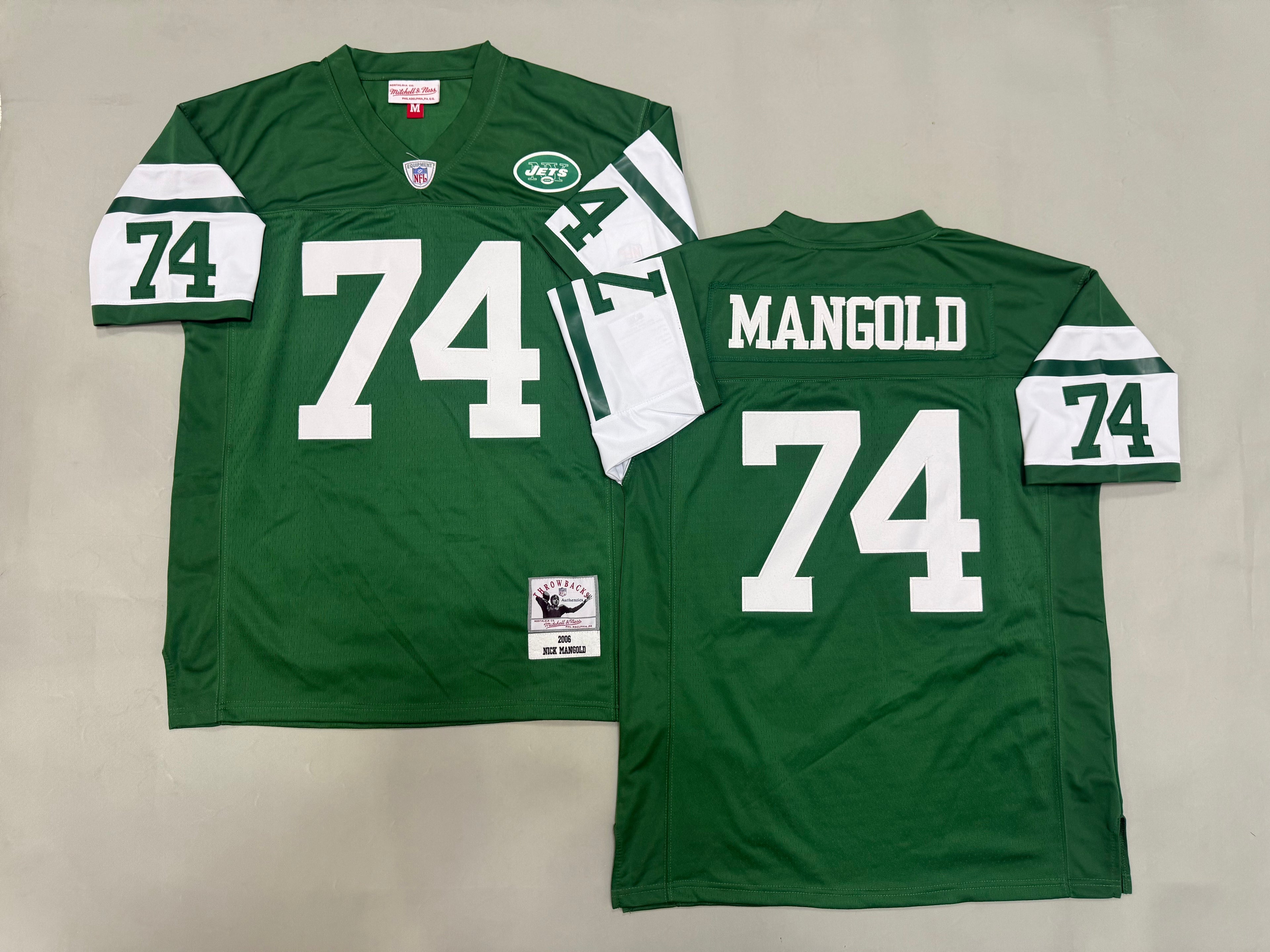 Mens Nick Mangold#74 New York Jets Vintage Throwback Jersey