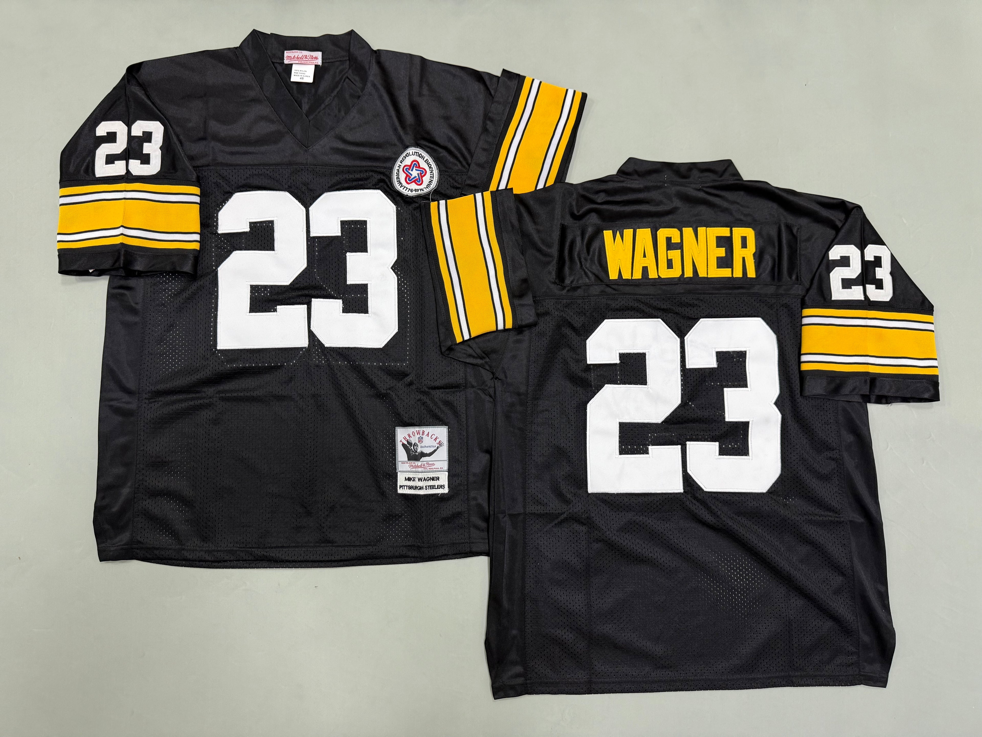 Mens Mike Wagner#23 black Pittsburgh Steelers Vintage Throwback Jersey