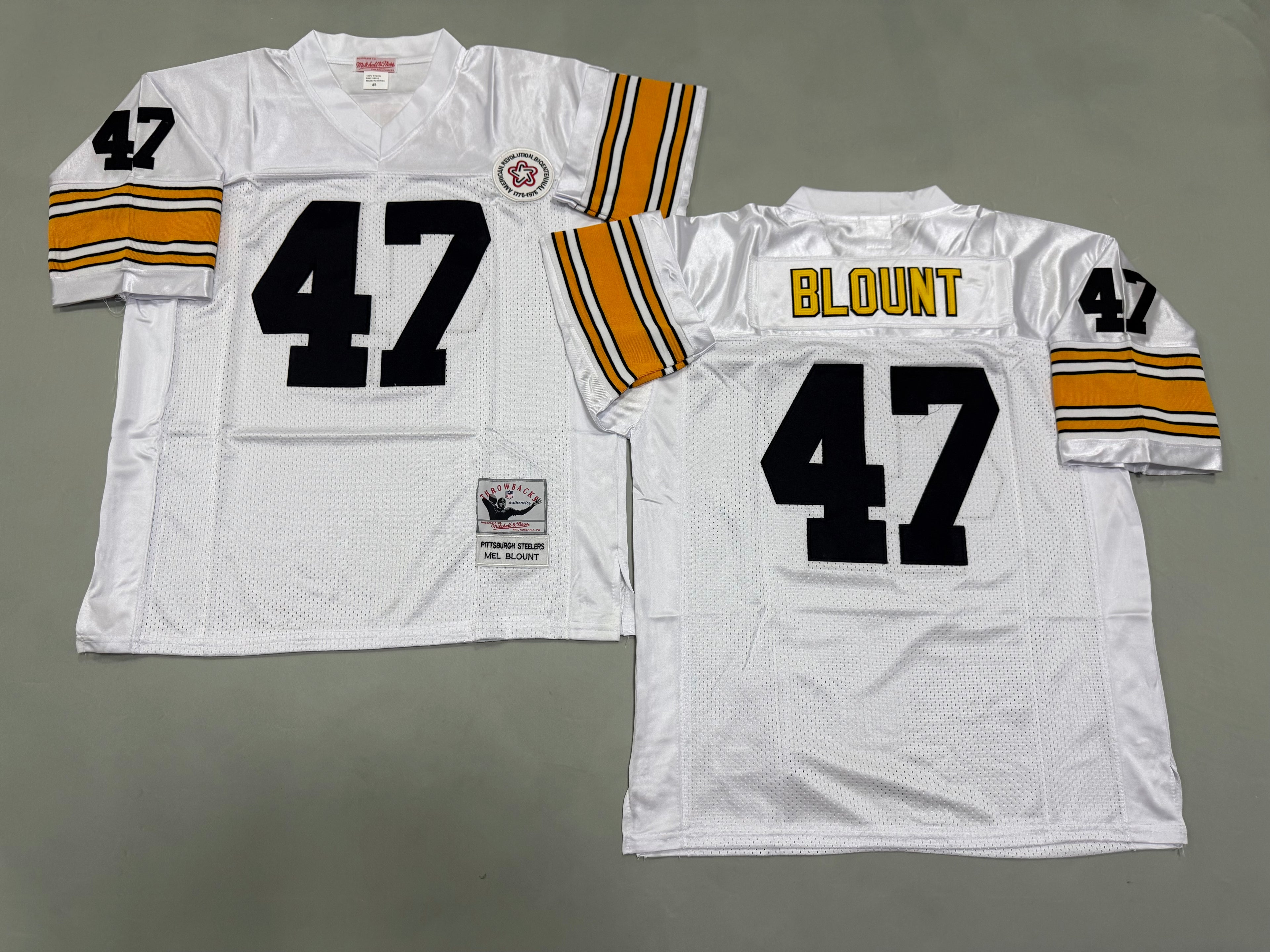 Mens Mel Blount#47 white‌ Pittsburgh Steelers Vintage Throwback Jersey