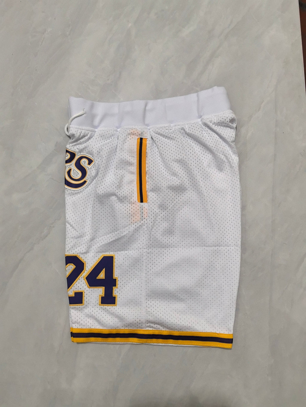 Los Angeles Lakers White Retro Pocket Shorts #24