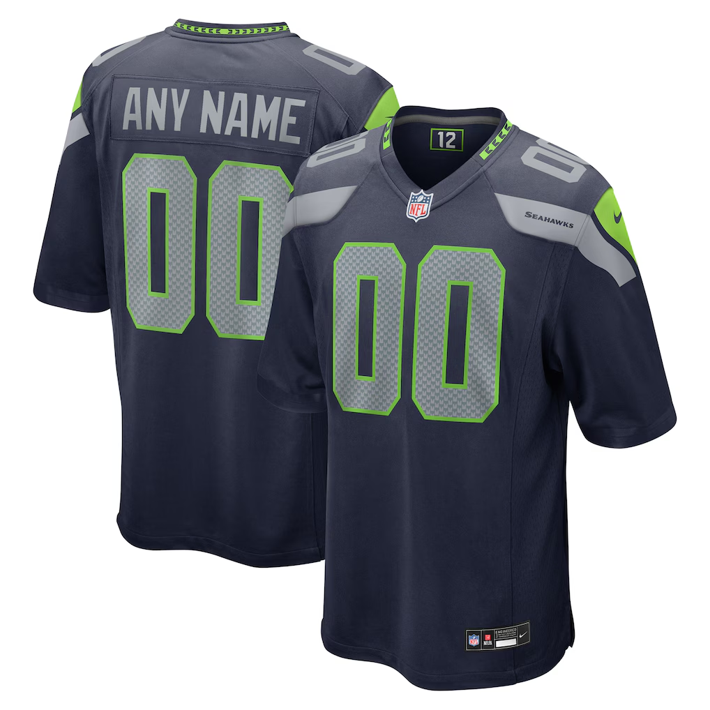 Custom Seattle Seahawks College Navy Game Jersey