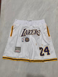 Los Angeles Lakers White Retro Pocket Shorts #24