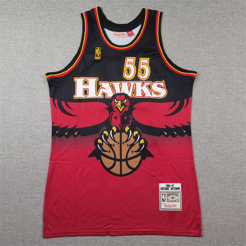 Atlanta Hawks Dikembe Mutombo 1996-97 #55 Throwback - Embroidered Jersey