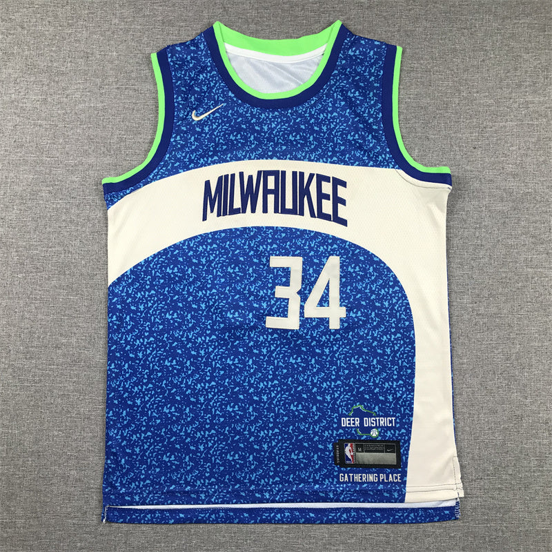 Youth Giannis Antetokounmpo Milwaukee Bucks #34 City Edition Embroidered Jersey