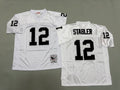 Mens Ken Stabler#12 white Los Angeles Raiders Vintage Throwback Jersey