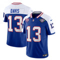 Buffalo Bills #13 Gabe Davis Blue/White 35th And 75th Patch 2023 F.U.S.E. Throwback Vapor Untouchable Limited Stitched Jersey