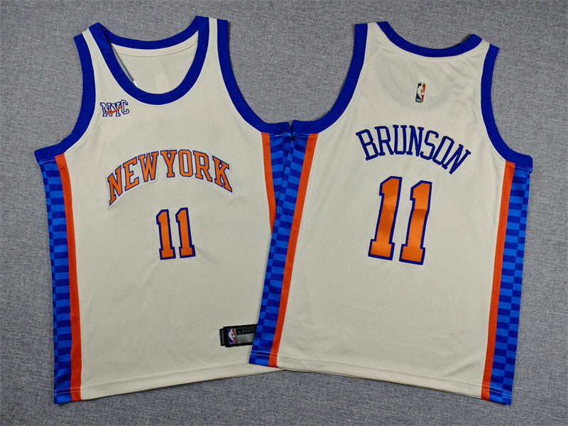 Youth Jalen Brunson New York Knicks #11 City Edition Embroidered Jersey