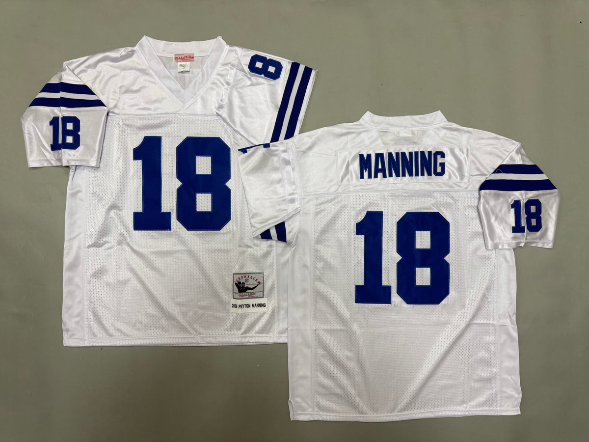 Mens Peyton Manning#18 white Indianapolis Colts Vintage Throwback Jersey