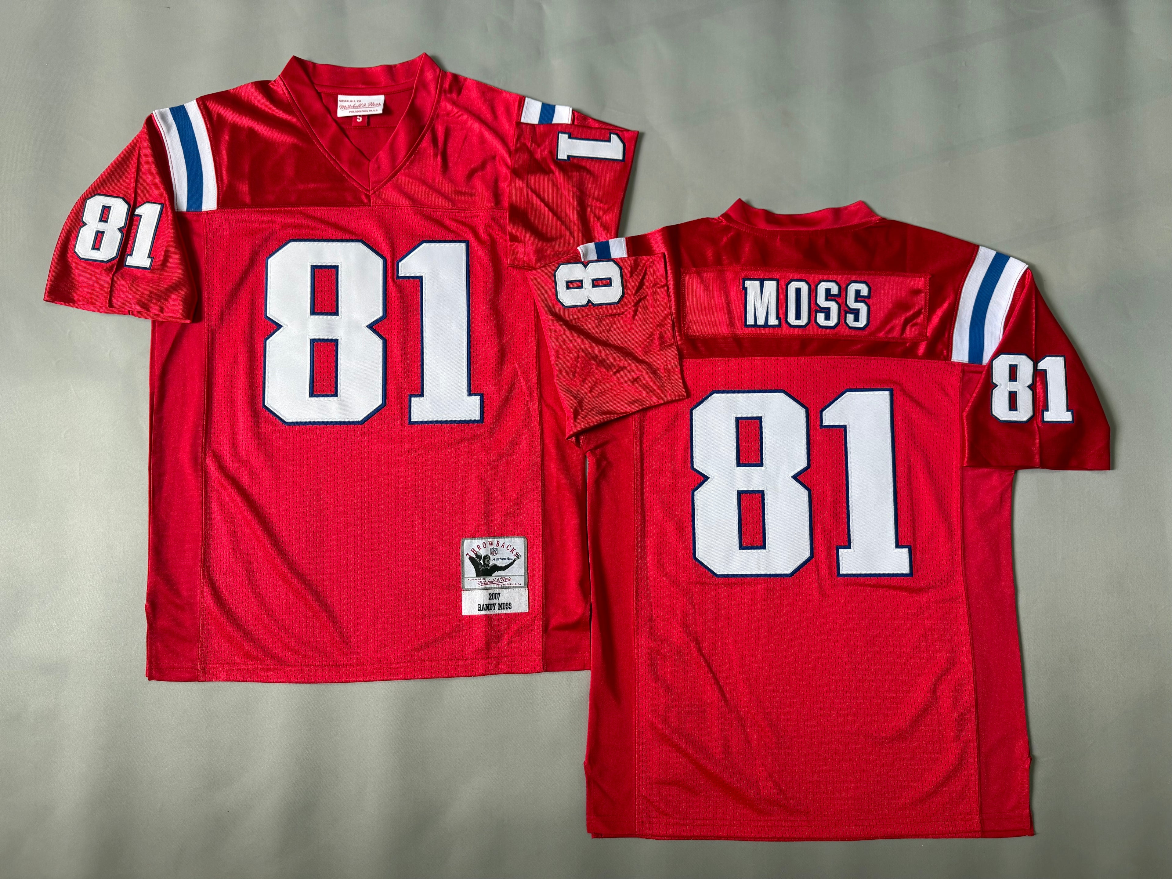 Mens Randy Moss#81 New England Patriots Vintage Throwback Jersey