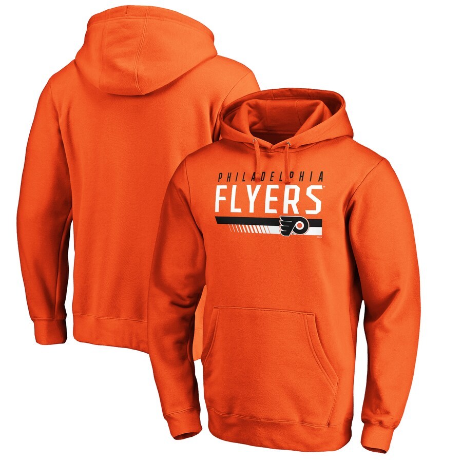 Men's Branded Orange Philadelphia Flyers Staggered Stripe Pullover Hoodie